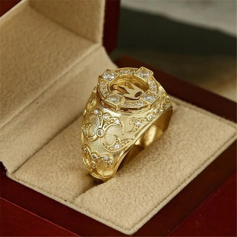 Gold Tone Roaring King Lion Head And Crown CZ Self Defence Ring For Men Hip  Hop Style In Stainless Steel Pinky Design Male Jewelry From Igbvb, $21.11 |  DHgate.Com