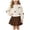 Beige, variant on ZIXKCGDSE Girls 2 Piece Outfits Bow Long Sleeved Fall Tops and Skirt School Clothing Set Size 7 Years