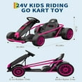 thumbnail image 2 of Jojoka 24V Go Kart for Kids Teens, Ride on Drift Car, 8 MPH High Speed Drifting Racing Electric Fun Toys, 24V 9Ah Battery 300W*2 Motors, Slow Start Function, Max Load 175 lbs for 8-12 Years, Rose, 2 of 6