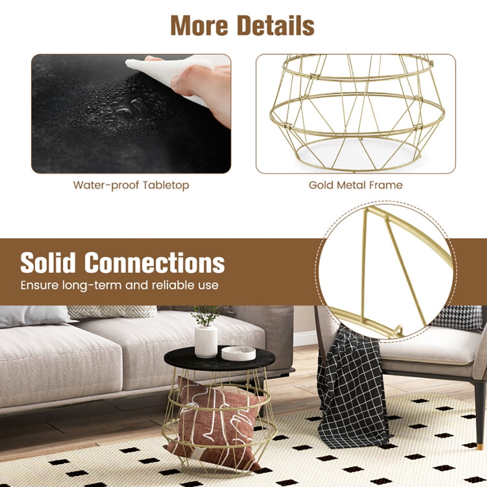 Finihen End Table, Round Metal Frame End Table with Removable Top, Sofa Side Table, Bed Side Table, for Living Room, Bedroom, Black Finihen End Table, Round Metal Frame End Table with Removable Top, Sofa Side Table, Bed Side Table, for Living Room, Bedroom, Black