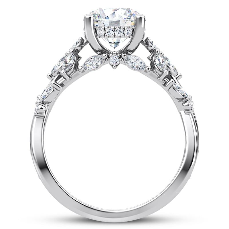 Oryn Jewel 14K White Gold Over Engagement Ring - 1.8 Ct Round Cut Lab Created Diamond - Butterfly and Bee Vine Twist Solitaire Design Ring for Women - Wedding and Engagement Ring for Her