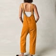 thumbnail image 3 of Lovskoo Women's Summer Casual Loose Overalls Baggy V Neck Denim Rompers Wide Leg Jumpsuits with Pockets Orange, 3 of 6