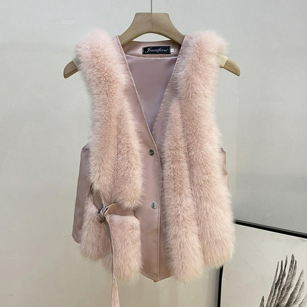 Abrigos y chaquetas de piel sintética sin mangas para mujer, abrigos sin mangas para otoño e invierno, chaquetas cálidas con cremallera y bolsillos.