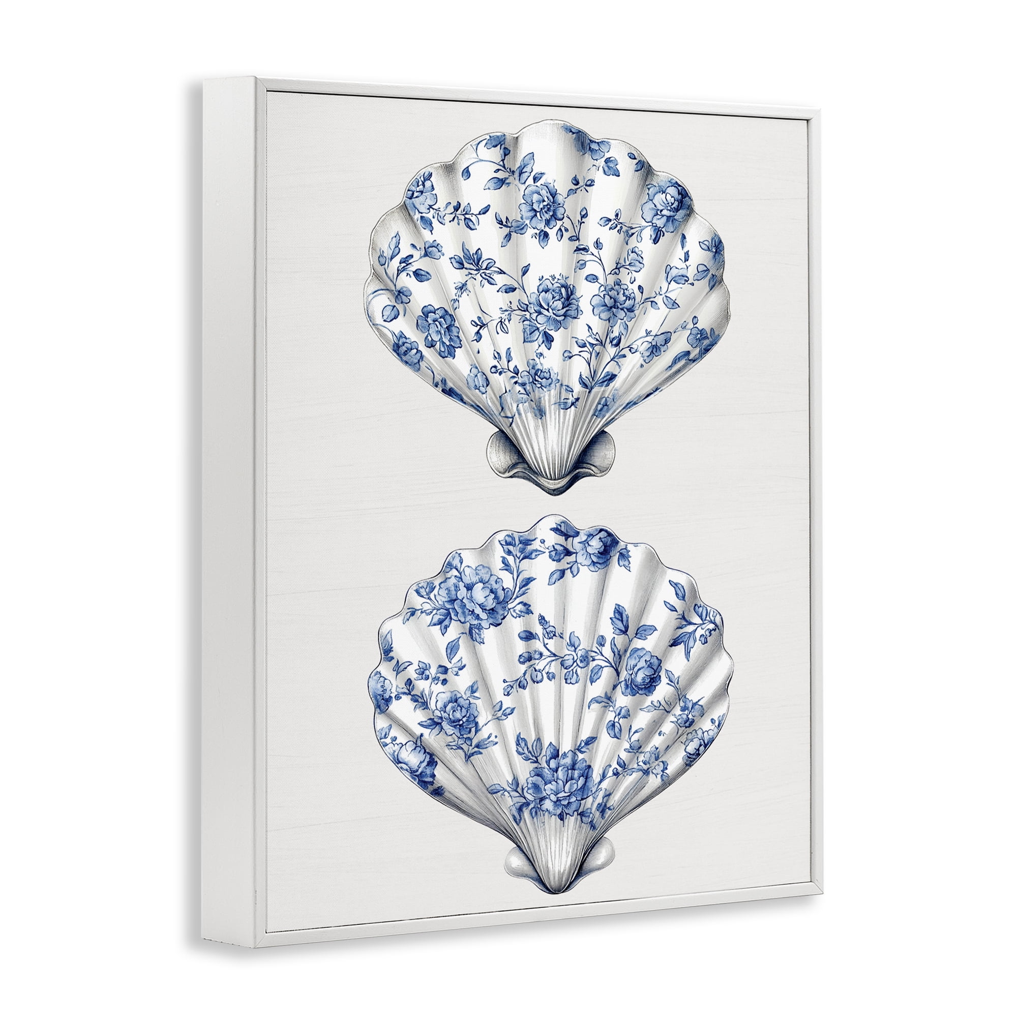 Delicate Toile Seashells White Framed Giclee Art, design by Lettered and Lined
