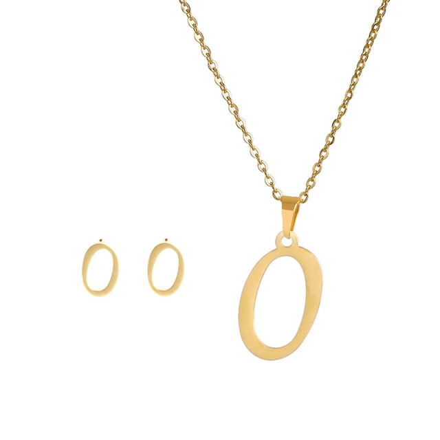 XWSHYW Pendientes Moda Mujer Regalo 26 Letras Inglesas Nombre Cadena Colgante Collares Pendiente Conjunto Je