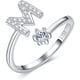 thumbnail image 1 of Anillo de iniciales para niña Anillo de letras apilable de plata con iniciales ajustables anillo con incrustaciones de cristal anillo de iniciales Regalo de dama de honor, 1 of 4
