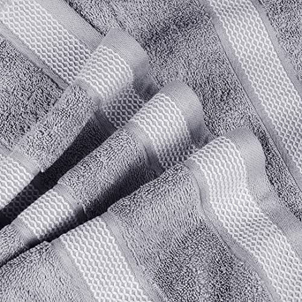 CASA COPENHAGEN Designed in Denmark 600 GSM 2 Large Bath Towels 2 Large Hand Towels 2 Washcloths, Super Soft Egyptian Cotton 6 Towels Set for Bathroom, Kitchen & Shower - Grey Violet