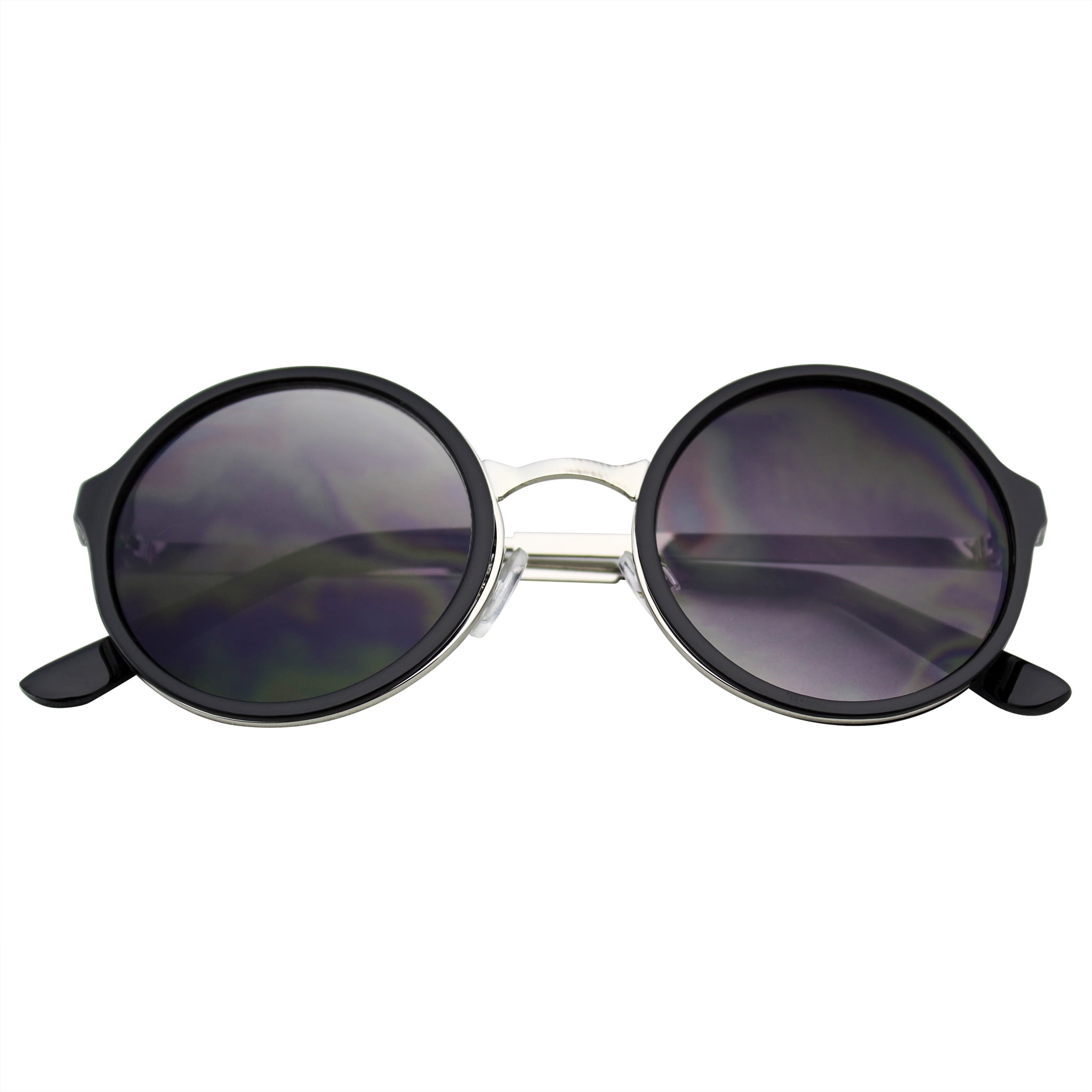 Emblem Eyewear Retro Round Circle Lens Sunglasses Metal Trim