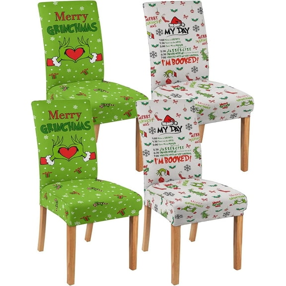 Christmas Chair Covers Set of 6 Funny Dining Protector Stretch Slipcovers Removable Washable Back Chair Covers Christma Home Decor Gifts