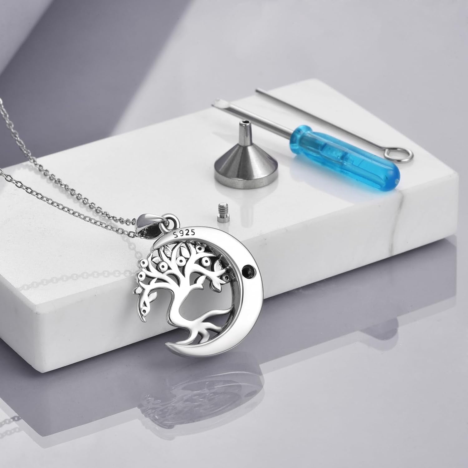 Urn Necklace 925 Sterling Silver Butterfly/Tree of Life/Highland Cow Urn Necklace for Ashes Cremation Jewelry for Women