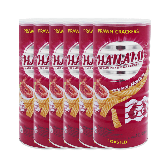 Hanami Prawn Crackers Original Flavor, Authentic Thai Snack, Crispy & Savory Shrimp Cracker Treat | No Artificial Colors or Preservatives (110g x 6)