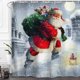 thumbnail image 1 of Cortina de ducha de Papá Noel, decoración de baño de Navidad, cortina de ducha de tela, cortina de baño de 60 pulgadas de ancho, 1 of 6