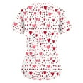 thumbnail image 2 of Valentine's Day Working Uniform for Women Love Heart Printed V Neck Breathable Scrub Tops Short Sleeve Professionals Soft Stretch T-Shirts with Pockets  red X-Large, 2 of 4