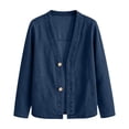 thumbnail image 5 of CAIXIA Denim Cardigan for Women Lightweight Jean Jacket V Neck Classic Button Front Breathable Stretch Relaxed Fit Casual, 5 of 5