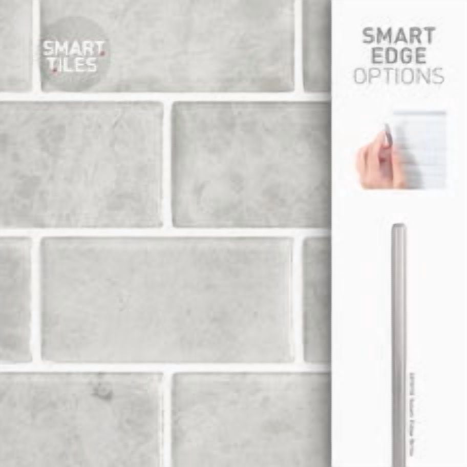 Smart Tiles Peel and Stick Backsplash, 10 Adhesive Tiles, Subway Grey, 10,95"x9,7"