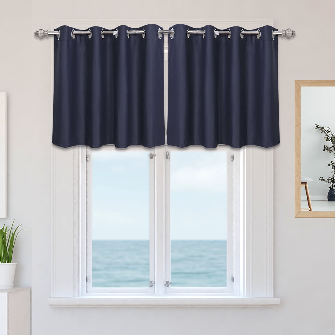 PiccoCasa Solid Blackout Cafe Kitchen Curtains Small Curtain Tier