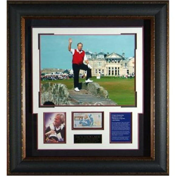Athlon CTBL-010913 Jack Nicklaus Unsigned Farwell At St. Andrews Photo Leather Framed with British Pound Note - 16 x 20