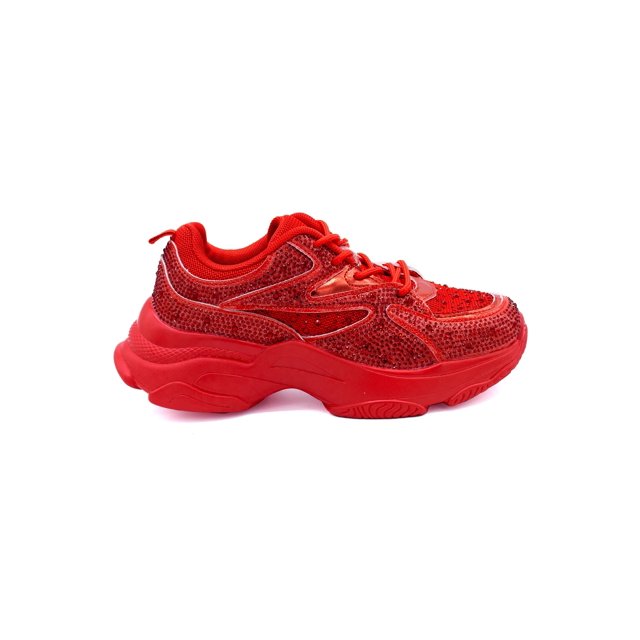 Tenis Sneakers Con Brillo Casual para Mujer Berness Mary Red