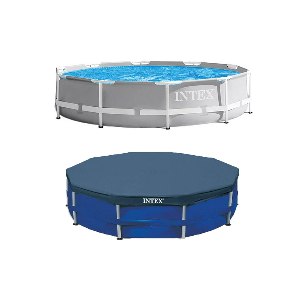 Intex 10 Foot x 30 Inches Pool w/ 10Foot Round Above Ground Pool Cover