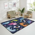 thumbnail image 4 of Coolnut 5'3" x 4' (63 x 48 in) Area Rug, Cute Funny Dinosaurs Leaves Pattern Nursery Rug Floor Mat Kids Playing Mat for Living Room Bedroom, 4 of 6