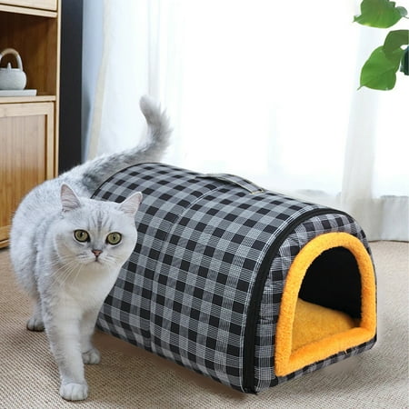 Qiopertar Removable Washable Zipper Pet Mat Double Sided Warm Cool Dual Purpose Dog Cat Bed Full Half House Convertible Pet Sleeping Mat for Crate Sofa Kennel Black