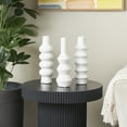 thumbnail image 2 of DecMode 4"W, 11"H Abstract Bubble Inspired White Ceramic Vase with Varying Shapes, Set of 3, 2 of 11