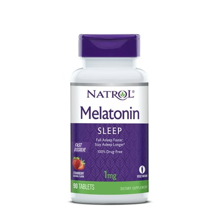 Natrol Melatonin Fast Dissolve Tablets, Strawberry flavor, 1mg, 90 (Best Melatonin Supplement Brand)