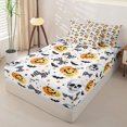 thumbnail image 2 of Manfei Cute Coquette Bow Zipper Twin Comforter Sets with Fitted Sheet and 2 Pillowcases,Happy Halloween Pumpkin Lantern Zipper Bedding Set,White,Halloween Reversible,4pcs, 2 of 8