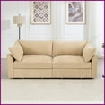 thumbnail image 5 of 2-Seat Chenille Loveseat with Pull-Out Storage – Modern Nordic Style for Small Living Rooms, Wheat Color, 5 of 20