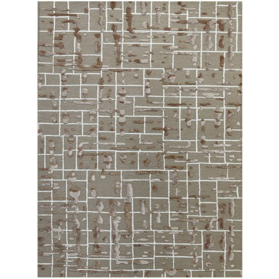 Carved Taupe Hand-Tufted Area Rug 7'6"x9'6"