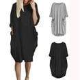thumbnail image 5 of Qucoqpe - Vestidos de talla grande para mujer, informales, holgados, con bolsillos, manga 1/2, elásticos, tallas grandes, maxivestido largo, tallas S-5XL en liquidación, 5 of 5