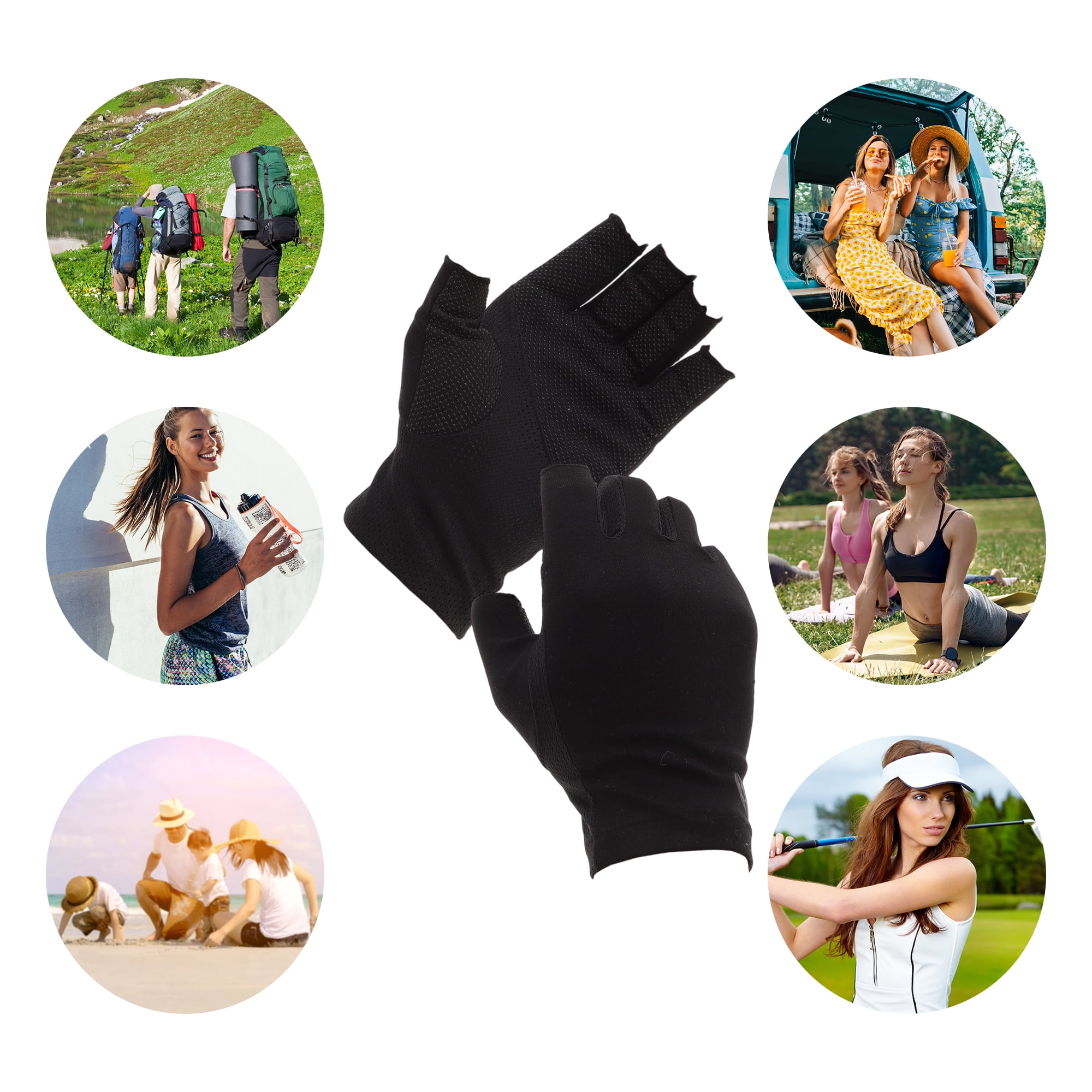 Unique Bargains Anti-slip Solid Color Manicure Gloves 1 Pair Black