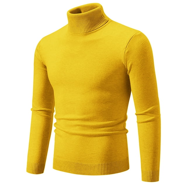 ameIAEA Men's Turtleneck Knitted Sweaters Long Sleeve Solid Color Fall Winter Pullover Tops