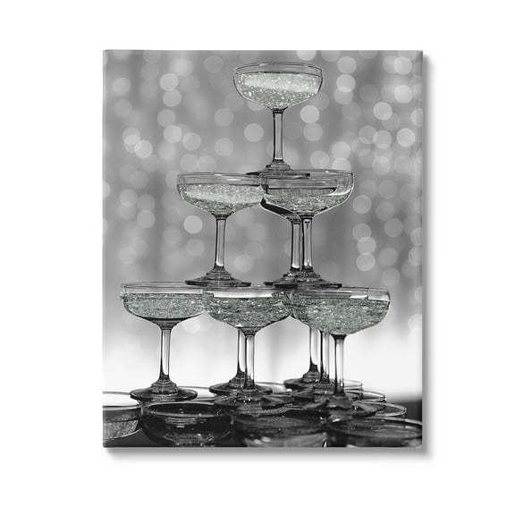 Stupell Industries Stacked Champagne Glasses Food & Beverage Photography Gallery Wrapped Canvas Art Print Wall Art, 16 x 20