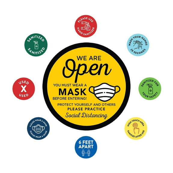 Koyal Wholesale Temporary Store Office Hours for Social Distancing We Are Open, Must Wear A Mask Business Signs, 50- Pk