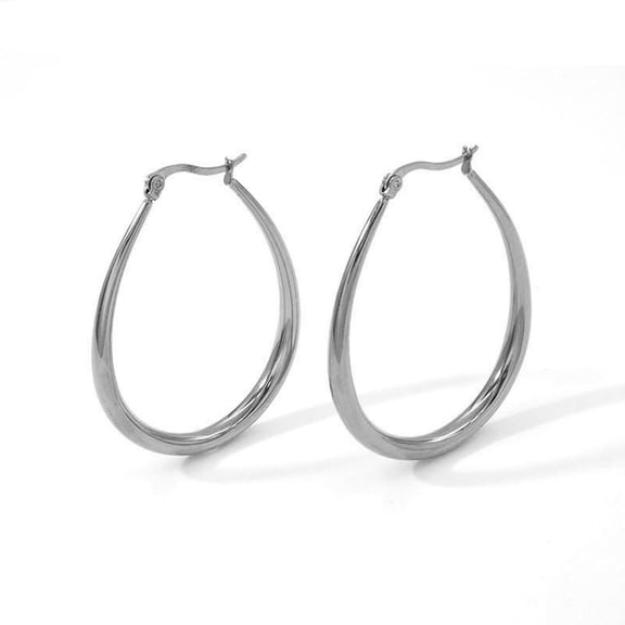 14K Gold Plated Chunky Oval Hoop Earrings for Women, Titanium Steel Ear Needle Lightweight Thick Hoop Jewelry, Stylish Daily Casual Wear Earrings
