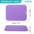 thumbnail image 2 of Uxcell 4 Pack Silicone Dish Drying Mat, 9" x 12" Silicone Trivets for Hot Pots and Pans Dish Drainer Mat Heat Resistant Non-slip Dish Drying Pad for Kitchen Counters, Purple, 2 of 6