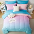 thumbnail image 3 of Davulos Girls Comforter Set Twin Size 5 Pieces Bed in a Bag,Rainbow Ombre Bedding Collections Microfiber Comforter Set with Sheet for Teen Women, 3 of 8