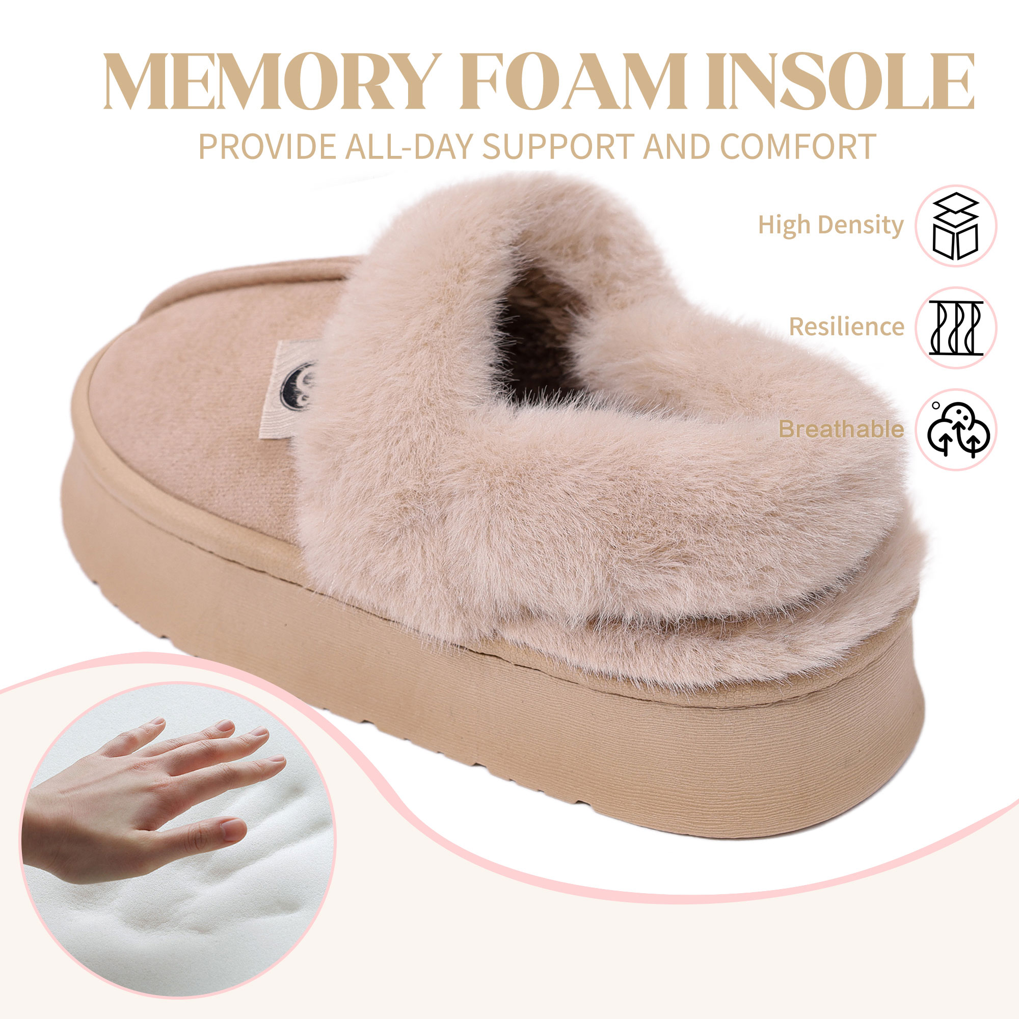 Ecetana Women's Fuzzy Memory Foam Slippers photo 4