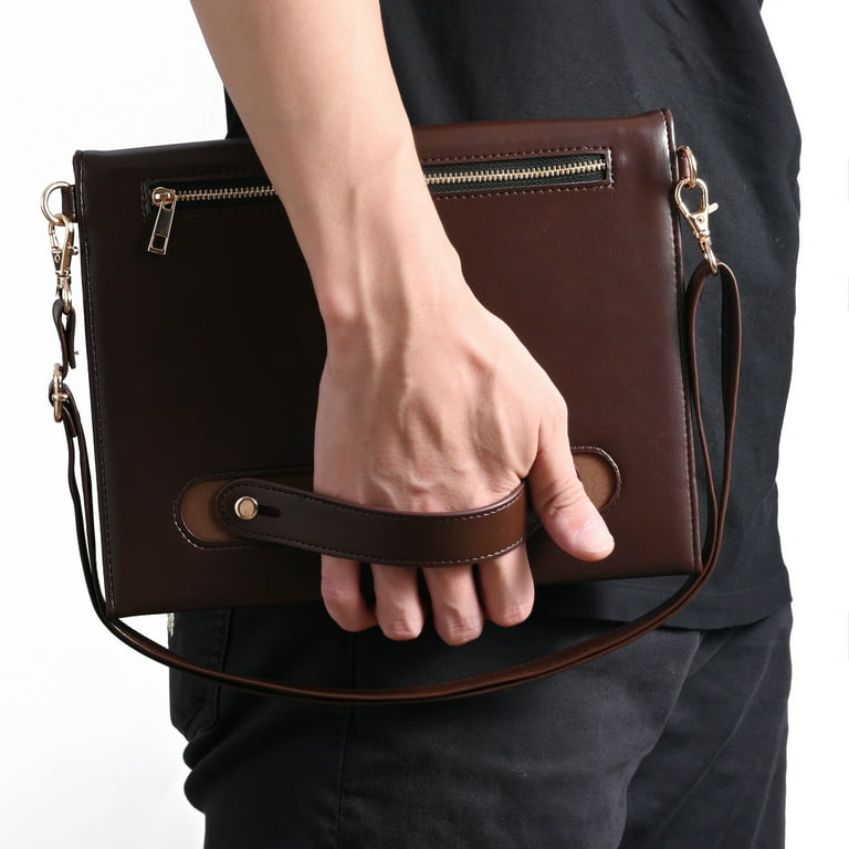 Leather iPad Portfolio Case, Business Briefcase with Retractable