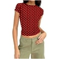 thumbnail image 2 of Uootdi Womens Y2K Short Sleeve Tops Cropped Flower Graphic Tee Shirt Vintage Aesthetic Floral Print Summer Tshirt Retro Color Block Slim Fit Tops Gift, 2 of 7