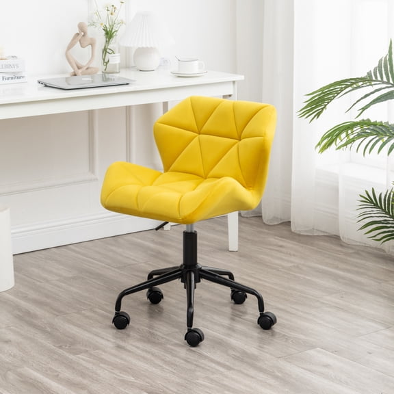 Newboti Furniture Eldon Diamond Tufted Adjustable Swivel Office Chair, Yellow BN.5659