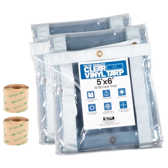 2 Pack 5' x 6' Clear Vinyl Tarp – 24 MIL Thick Heavy-Duty Waterproof Vinyl Tarpaulin with Grommets, UV & Fire Retardant – Cold Weather Resistant Cover for Outdoor