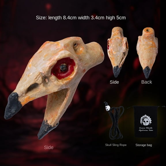 Aztec Death Whistle - Crow Skull Design, Resin Emergency Survival Whistle for Outdoor Sports & Camping