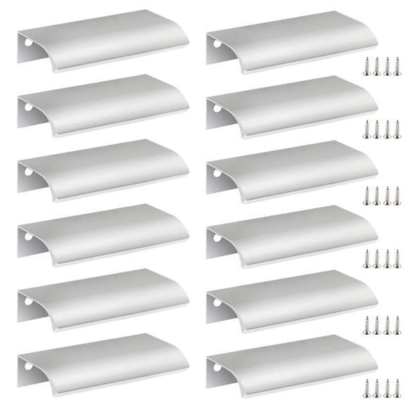 Qjaiune Tirador de borde de dedo de montaje trasero, 80 mm/3,15 pulgadas, mango oculto de aluminio, tiradores de lengüeta ocultos para el hogar, cocina, sala de estar, puerta, cajón, gabinete (12 piez