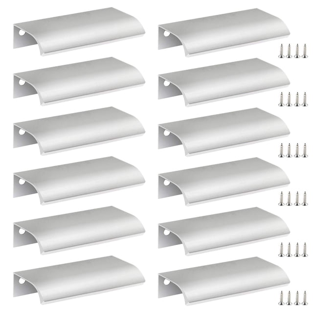 Qjaiune Tirador de borde de dedo de montaje trasero, 80 mm/3,15 pulgadas, mango oculto de aluminio, tiradores de lengüeta ocultos para el hogar, cocina, sala de estar, puerta, cajón, gabinete (12 piez