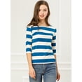 thumbnail image 2 of Dde San Patricio Camisecon mangas de codo pamujer Camisebásiinformal con cuello de barco y corte ajustado Azul blanco XL, 2 of 6