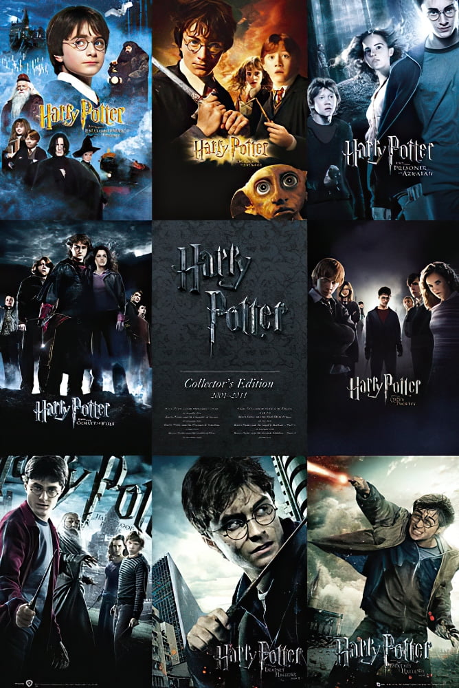 SIZE: 24 X 36" ALL MOVIE POSTERS GRID FRAMED MOVIE POSTER Details about   HARRY POTTER 1-8 