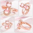 thumbnail image 4 of MasteelfCA 1PC Pink Crystal Cat Ring Stylish Rhinestone Inlaid Ring Female Ring (Rose Gold), 4 of 7