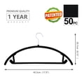 thumbnail image 2 of MIZGI Perchas de terciopelo premium (paquete de 50) resistentes, antideslizantes, sin hombros, ganchos cromados, perchas para ropa que ahorran espacio, perchas redondeadas para abrigos, suéteres, chaq, 2 of 5